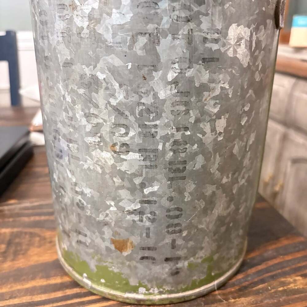 Vintage Military Artillery Shell Storage Canister Bucket Galvanized